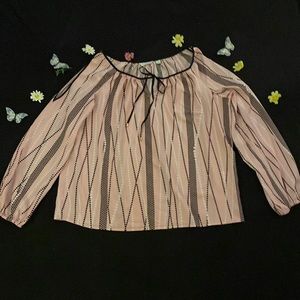 Cold shoulder shirt, pink and black pattern, size XL